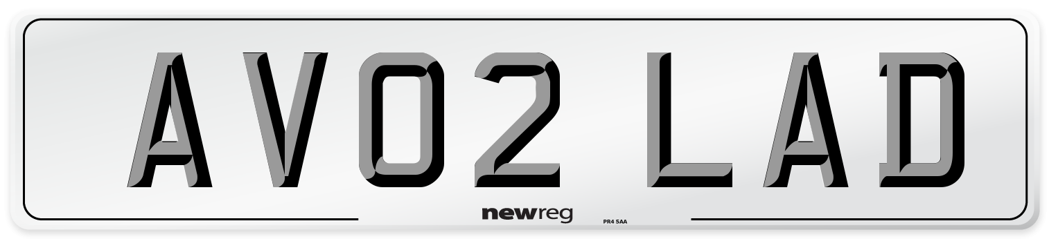 AV02 LAD Number Plate from New Reg